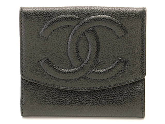 CHANEL シャネル　財布 名刺入れ　黒　ブラック ゴールド金具 ココマーク CHANEL シャネル 財布 ココマークWホック財布 ブラック/ゴールド