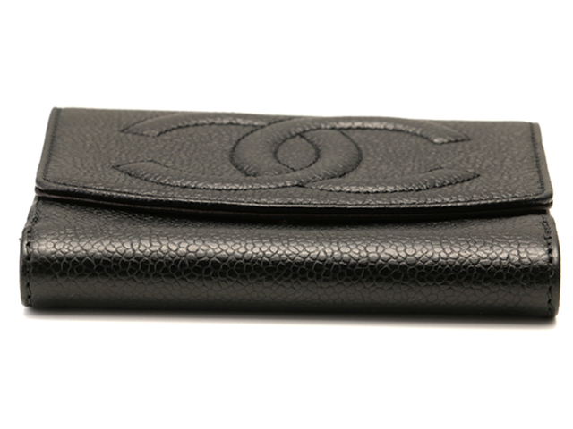 CHANEL シャネル 財布 ココマークWホック財布 ブラック/ゴールド金具  