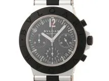 最終値下げ　美品 ブルガリ アルミニウム AC38TA クロノグラフ ブルガリ アルミニウム クロノグラフ AC38TA レッド/シルバー メンズ