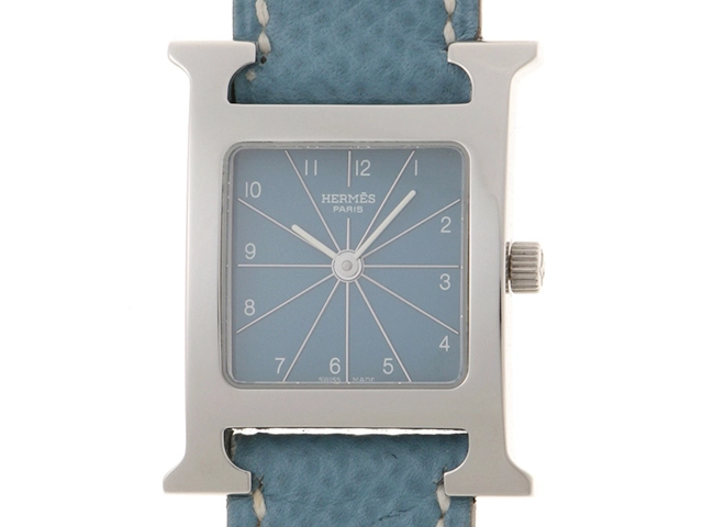 HERMES エルメス レディース クォーツ Hウォッチ HH1.210 ブルー文字盤  