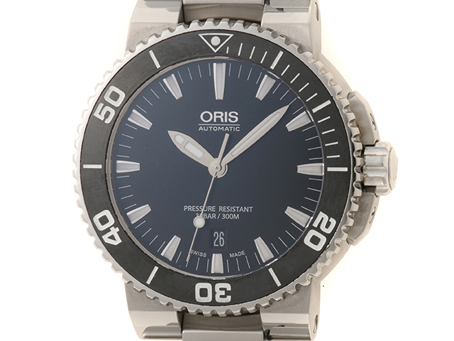 ORIS オリス Aquisデイト メンズ腕時計 自動巻き ブラック文字盤