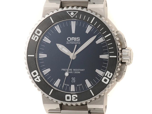 ORIS オリス Aquisデイト メンズ腕時計 自動巻き ブラック文字盤