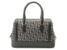 DIOR ディオール トロッター ハンドバッグ ネイビー キャンバス/レザー SLO44025【472】YY