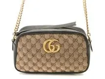 GUCCI グッチ GGマーモントスモールカメラバッグ ベージュ/ブラック