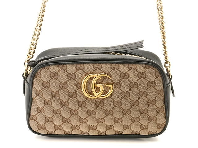 新品同様 極美品 GUCCI GGマーモント スモールカメラバッグ GGマーモント〕スモール カメラバッグブラック レザー | GUCCI公式