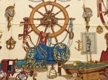 HERMES エルメス スカーフ カレ90 MUSEE ベージュ/ブラウン