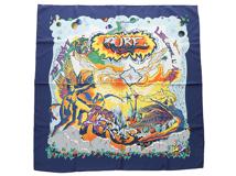 HERMES エルメス スカーフ カレ90 THE ALFEE AUBE ブルー/ホワイト/イエロー シルク【472】YY