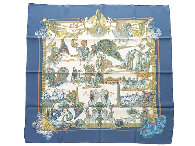 HERMES エルメス スカーフ 86×88 カレ90 HERMES エルメス スカーフ カレ90 AU FIL DE LA SOLE ホワイト