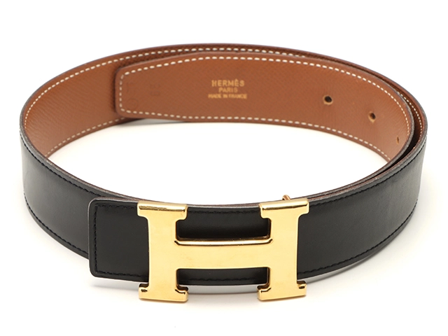 HERMES エルメス　ベルト　H型　ゴールド　ブラック HERMES エルメス ベルト Hベルト ブラック/ゴールド/ゴールド