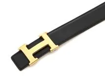 HERMES エルメス　ベルト　H型　ゴールド　ブラック HERMES エルメス ベルト Hベルト ブラック/ゴールド/ゴールド