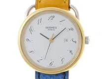 HERMES ホワイトレザー クォーツ時計 エルメス 腕時計 ○Z刻印 クリッパー クオーツ ホワイト