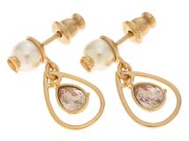 DIOR ディオール D-Drop ピアス ゴールドメッキ/クリスタル/レジンパール E4035WOMCY_D01L【472】YY