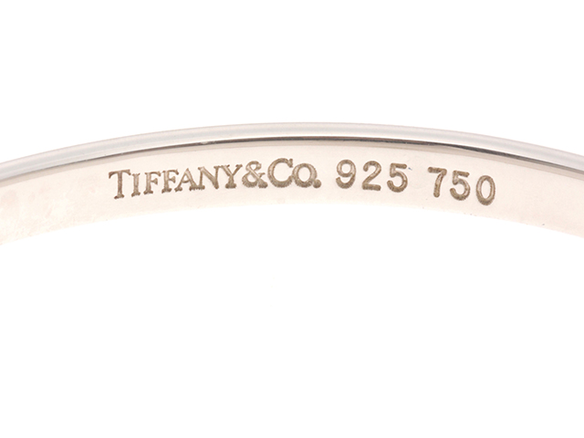 ティファニー　バングル　フラットワイヤー　シルバー925×ゴールド750 箱付き ティファニー フラットワイヤーブレスレット | 新品仕上げ
