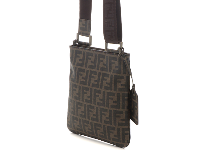フェンディ ズッカ　ショルダーバッグ　FENDI フェンディ/ショルダーバッグ/ズッカ柄/ベージュ×黒×ダークブラウン