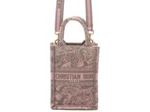 DIOR ディオール トワルドゥジュイブックトート バーティカルバッグ ミニ ピンク/グレー ジャカード【472】YY