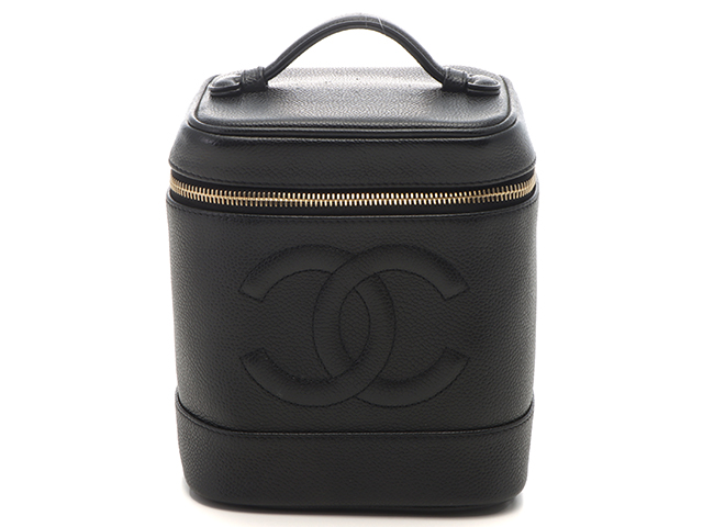 CHANEL シャネル 縦型バニティ ブラック GP キャビア A01998