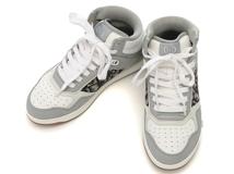 DIOR　ディオール　ハイトップスニーカー　レディース37　ホワイト/グレー　レザー/キャンバス　3SH133ZIR　2148103896774　【432】