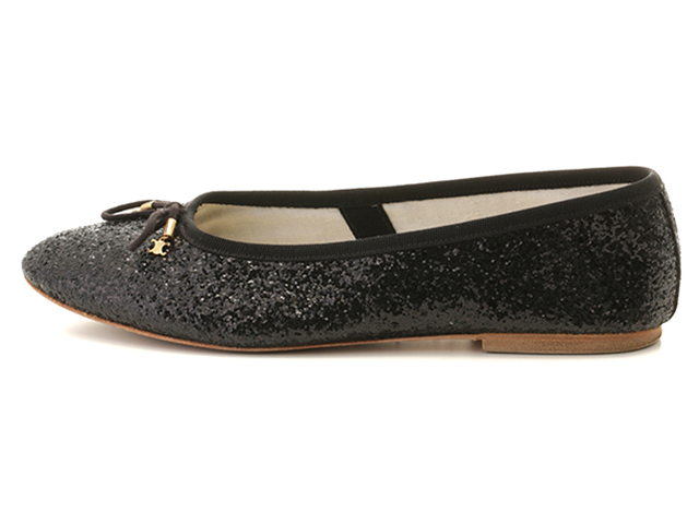 セリーヌ グリッター ロゴチャーム バレエシューズ 37 ブラック ラメ リボン セリーヌ グリッター ロゴチャーム バレエシューズ 37 ブラック ラメ