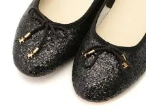 CELINE　セリーヌ　グリッターバレエシューズ　レディース39　ブラック　ファブリック　2148103897542　【432】