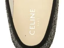 CELINE　セリーヌ　グリッターバレエシューズ　レディース39　ブラック　ファブリック　2148103897542　【432】