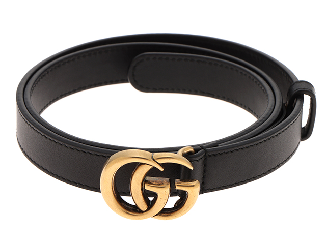Gucci ダブルG スリムベルト　レザー　ブラック ダブルG スリムベルトブラック レザー | GUCCI公式