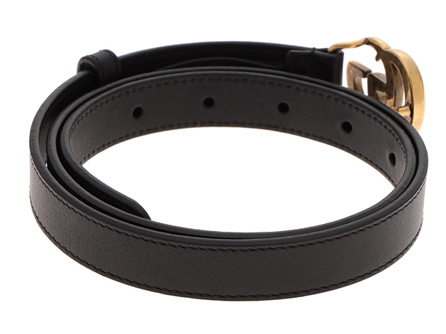 GUCCI グッチ ダブルGスリムベルト ブラック レザー 409417