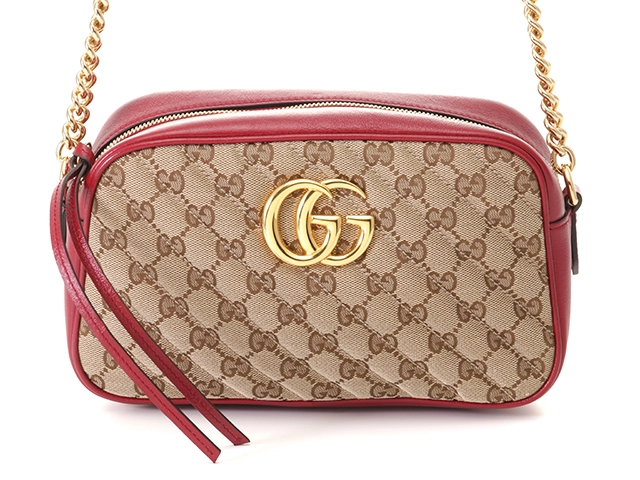 Gucci ハンドバッグ ベージュ レッド GUCCI ベージュ レッド ショルダーバッグ