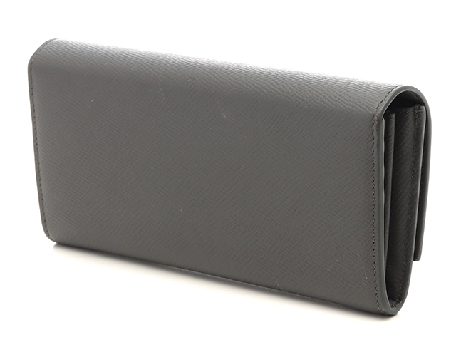 CELINE　セリーヌ　ロングフラップウォレット　二つ折り長財布　グレー　レザー　2148103898327【208】