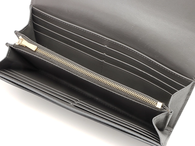 CELINE　セリーヌ　ロングフラップウォレット　二つ折り長財布　グレー　レザー　2148103898327【208】