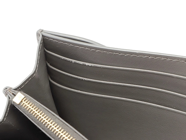 CELINE　セリーヌ　ロングフラップウォレット　二つ折り長財布　グレー　レザー　2148103898327【208】