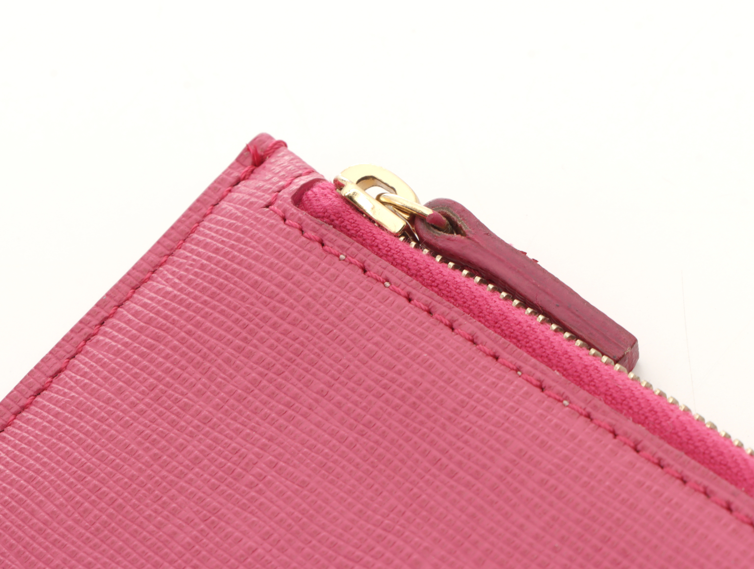 FENDI フェンディ ズッカ三つ折り長財布 ブラウン/ピンク PVC/レザー