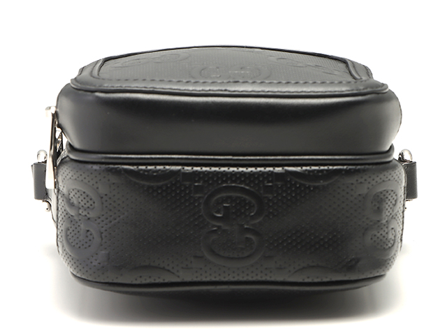 GUCCI グッチ GGエンボス ショルダーバッグ ブラック レザー