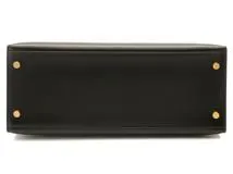 HERMES エルメス ケリー28 ブラック ゴールド金具 ボックスカーフ 口G