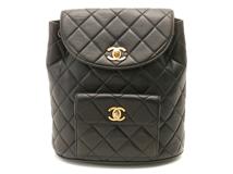 CHANEL　シャネル　リュックサック　ブラック　ゴールド金具　ラムスキン　ストラップ短め【471】L