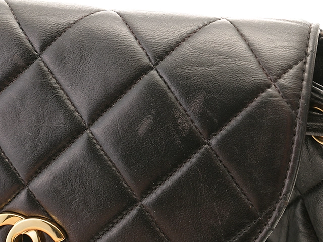 CHANEL　シャネル　リュックサック　ブラック　ゴールド金具　ラムスキン　ストラップ短め【471】L