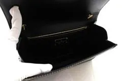 Salvatore Ferragamo フェラガモ ヴァラリボン チェーンショルダーバッグ AU-21/F987  ブラック/ゴールド レザー 【431】