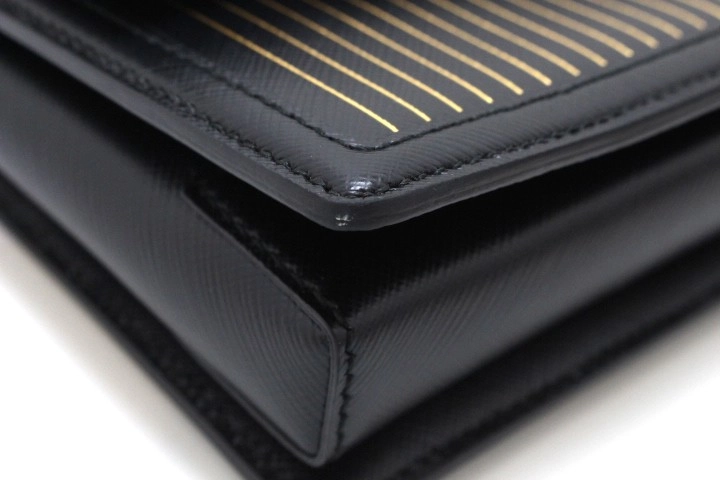 Salvatore Ferragamo フェラガモ ヴァラリボン チェーンショルダーバッグ AU-21/F987  ブラック/ゴールド レザー 【431】