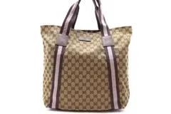 Gucci ベージュキャンバスハンドバッグ GUCCI(グッチ) GG canvas leather handbag GG キャンバス レザー