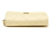 CHANEL シャネル マトラッセ ジップ コインパース イエロー/GP