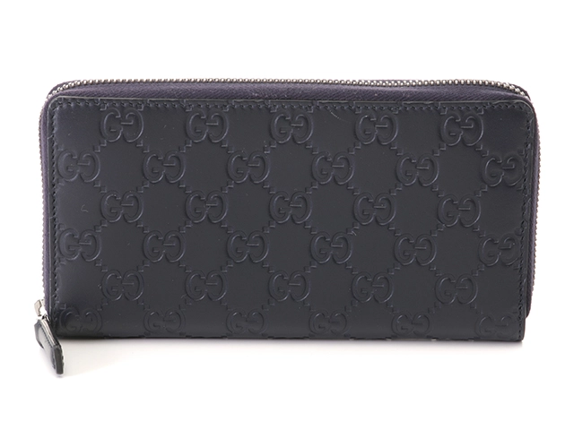 【極美品】GUCCI グッチ GG シマレザー ラウンドジップ 長財布 ネイビー グッチシマ グッチ財布 GUCCI ラウンドファスナー長財布 メンズ