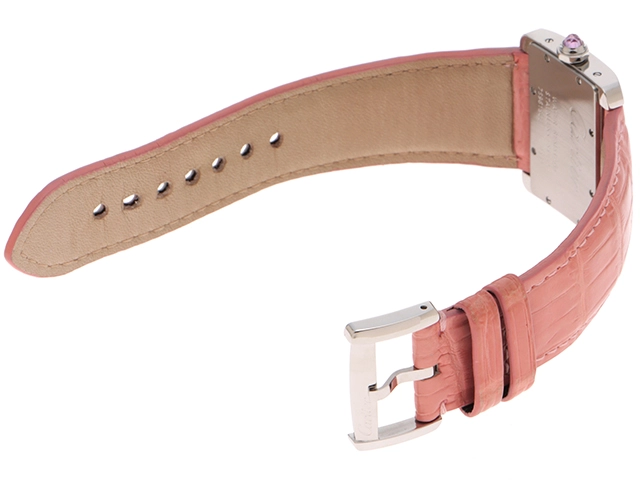 Cartier カルティエ レディース クォーツ ミニタンクディヴァン W6301455 ピンクシェル文字盤 SS/クロコ革【472】HK