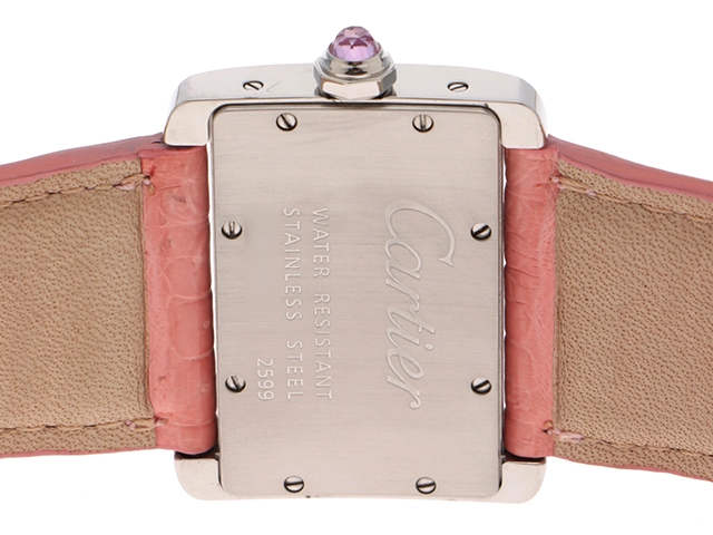 Cartier カルティエ レディース クォーツ ミニタンクディヴァン W6301455 ピンクシェル文字盤 SS/クロコ革【472】HK