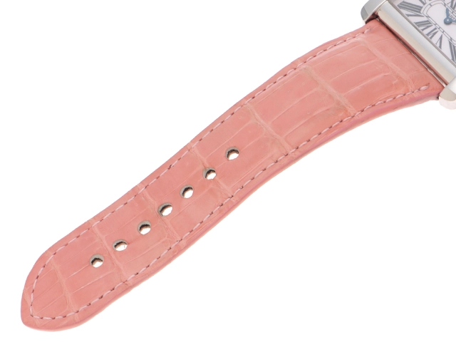 Cartier カルティエ レディース クォーツ ミニタンクディヴァン W6301455 ピンクシェル文字盤 SS/クロコ革【472】HK