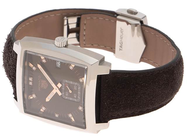 TAG HEUER タグホイヤー 腕時計 モナコ レディ キングスマン WAW131C.FC6419 ブラウン文字盤 スティール/革 クォーツ【432】2148103901058