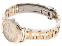 HERMES エルメス 腕時計 プルマン レディース アイボリー文字盤 PG/SS  