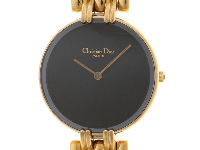 Christian Dior ディオール バギラ D46-154-4 GP ブラック文字盤 クォーツ 【460】2148103901331