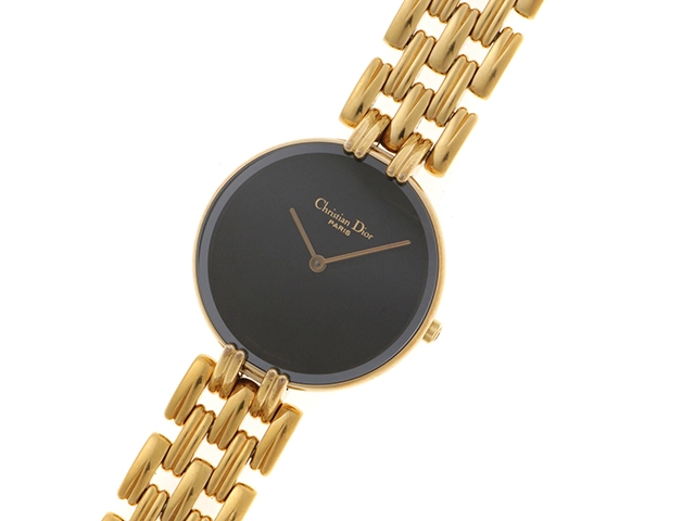 Christian Dior ディオール バギラ D46-154-4 GP ブラック文字盤 クォーツ 【460】2148103901331
