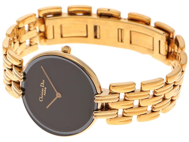 Christian Dior ディオール バギラ D46-154-4 GP ブラック文字盤 クォーツ 【460】2148103901331