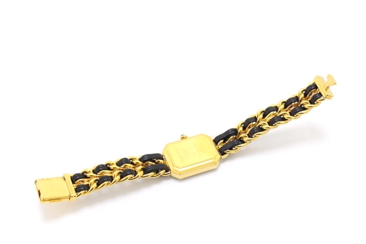 CHANEL シャネル プルミエールS H0001 GP/レザー ブラック文字盤 クォーツ【460】2148103901584