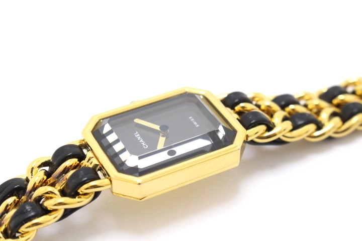 CHANEL シャネル プルミエールS H0001 GP/レザー ブラック文字盤 クォーツ【460】2148103901584